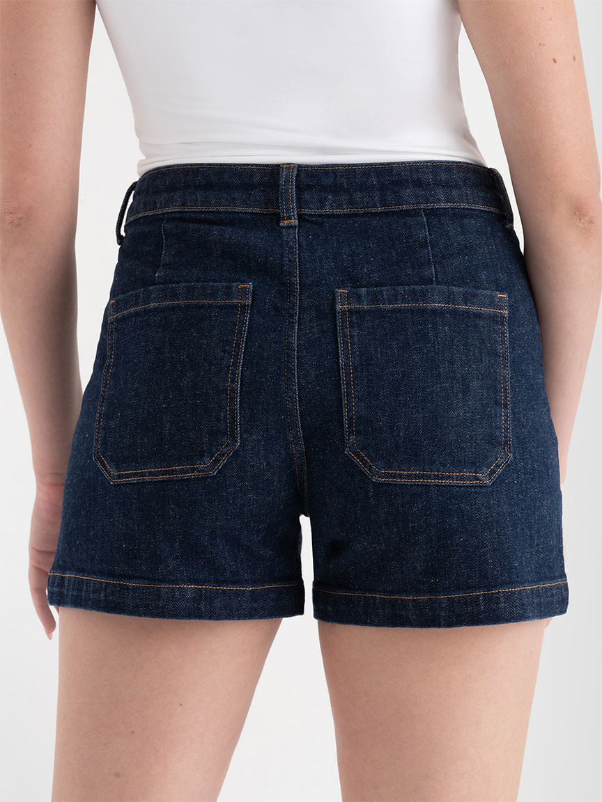 Midnight Blue Patch Pocket Jean Shorts