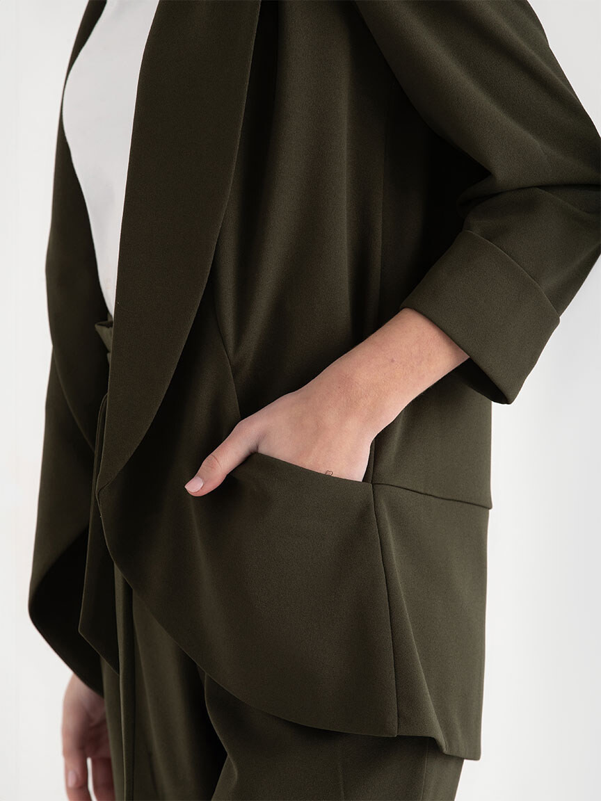 Forest Night Rich York Shawl Collar Blazer