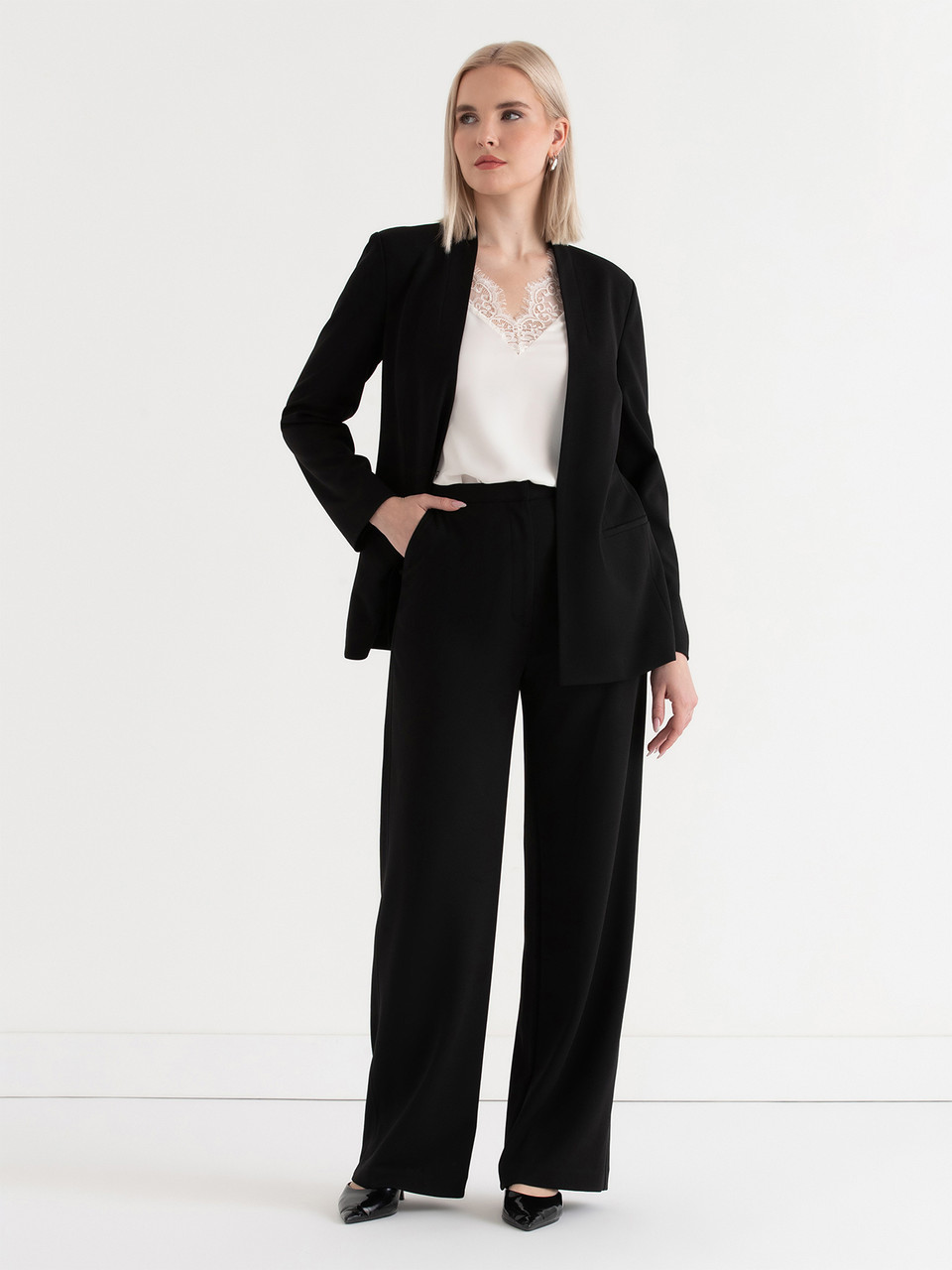 Black Vaughn Trousers in Iconic Crepe