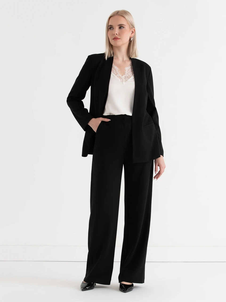 Black Vaughn Trousers in Iconic Crepe