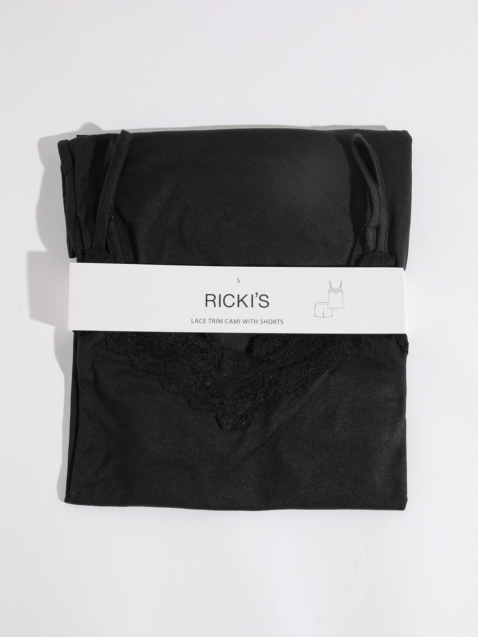 Black Lace Trim Cami & Shorts Sleep Set