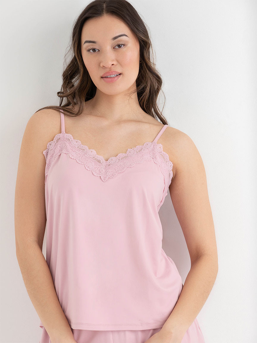 Bleached Mauve Lace Trim Cami & Shorts Sleep Set