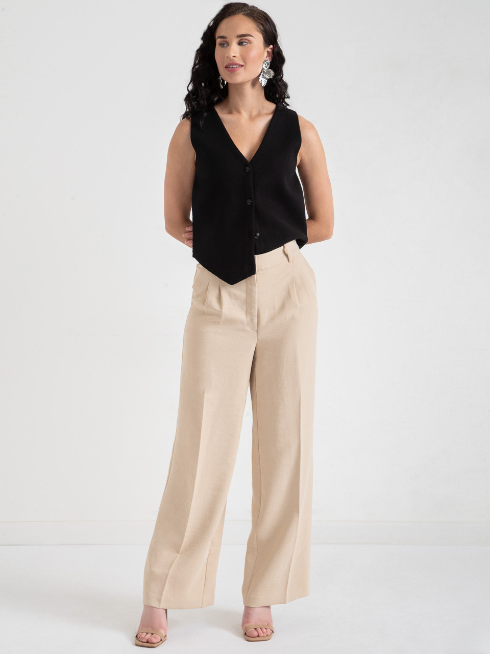 White Maxwell Pleated Wide Leg Pant