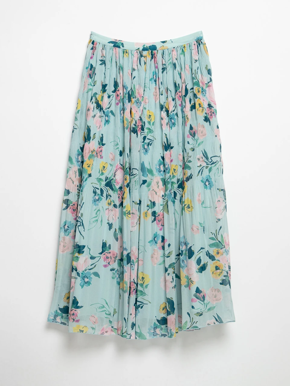 Blooming Floral Chiffon Micro Pleat Skirt