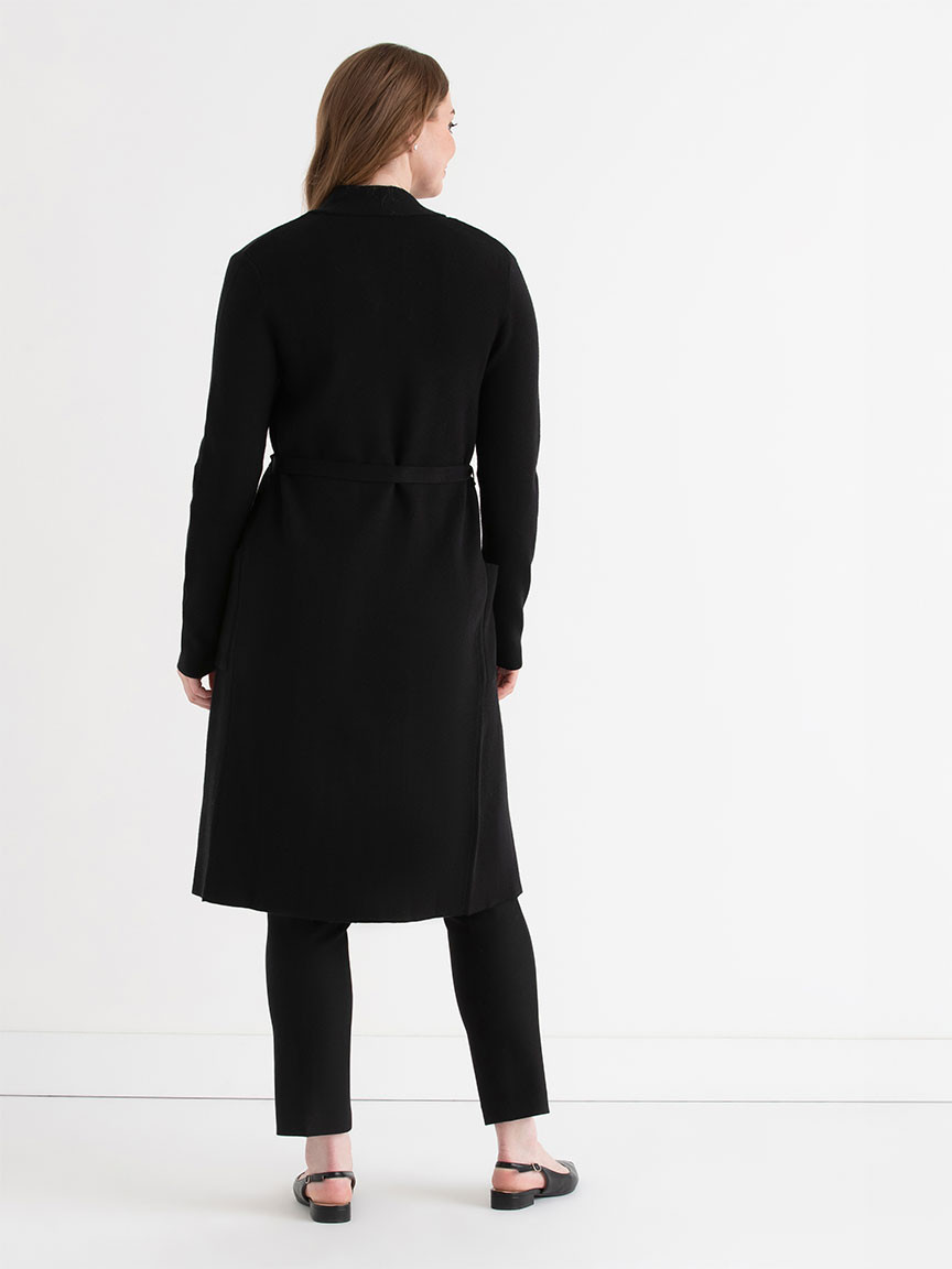 Black Long Cardigan with Tie Belt 