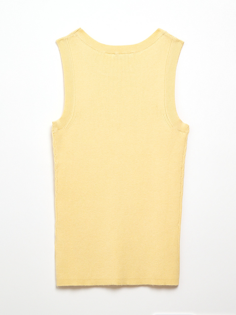 Crew Neck Ribbed Tank Soft Yellow
