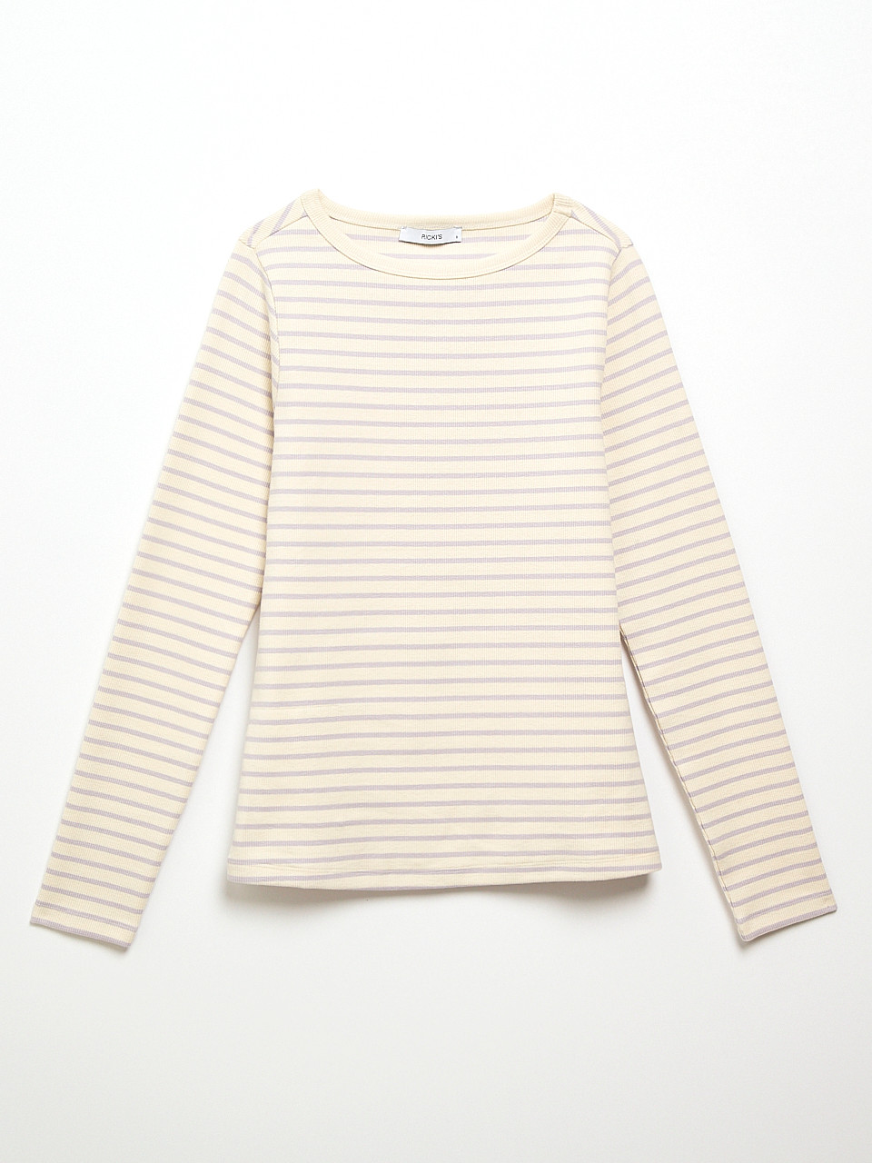 Long Sleeve Boatneck Top Lilac Stripe