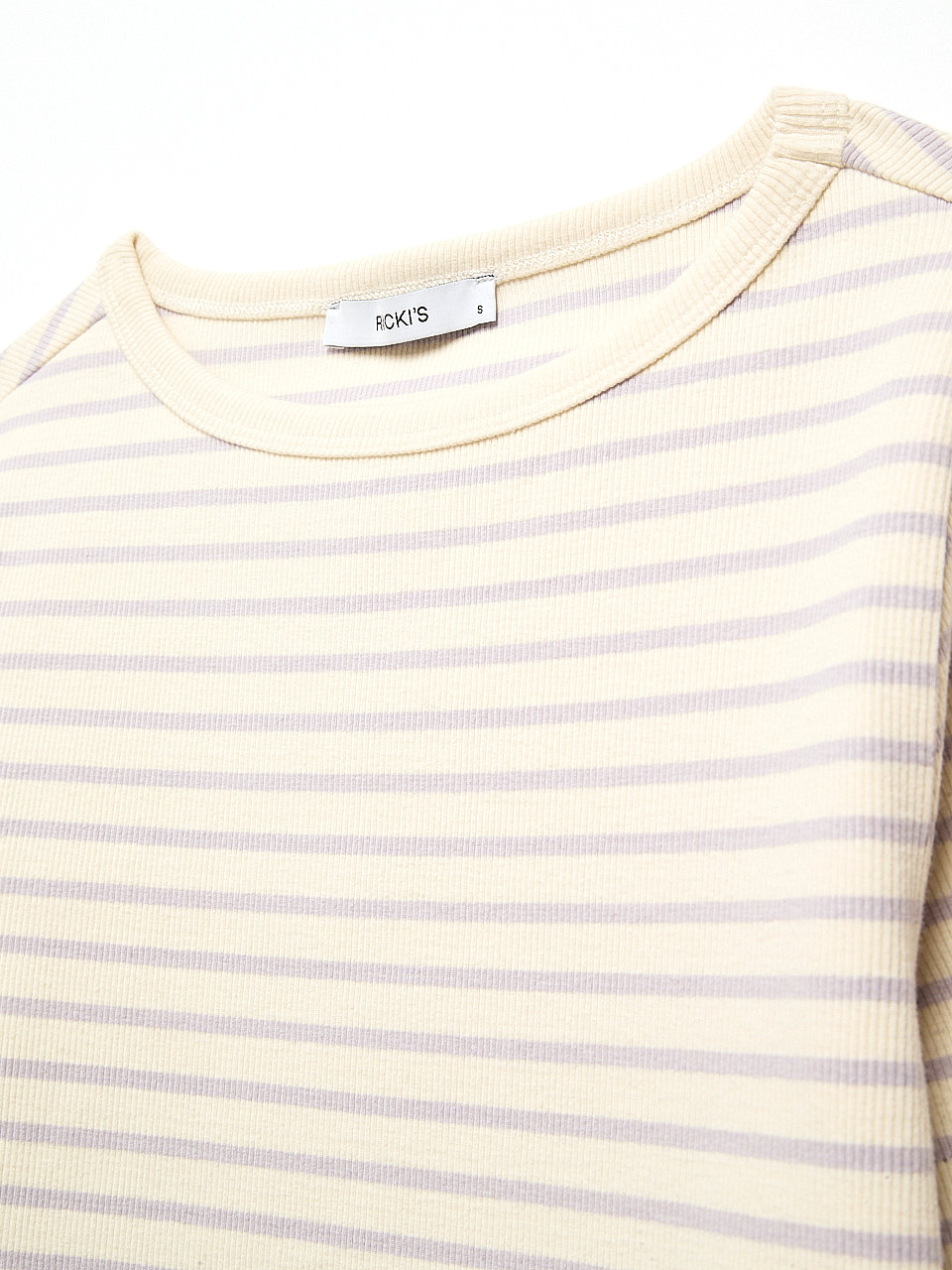 Long Sleeve Boatneck Top Lilac Stripe