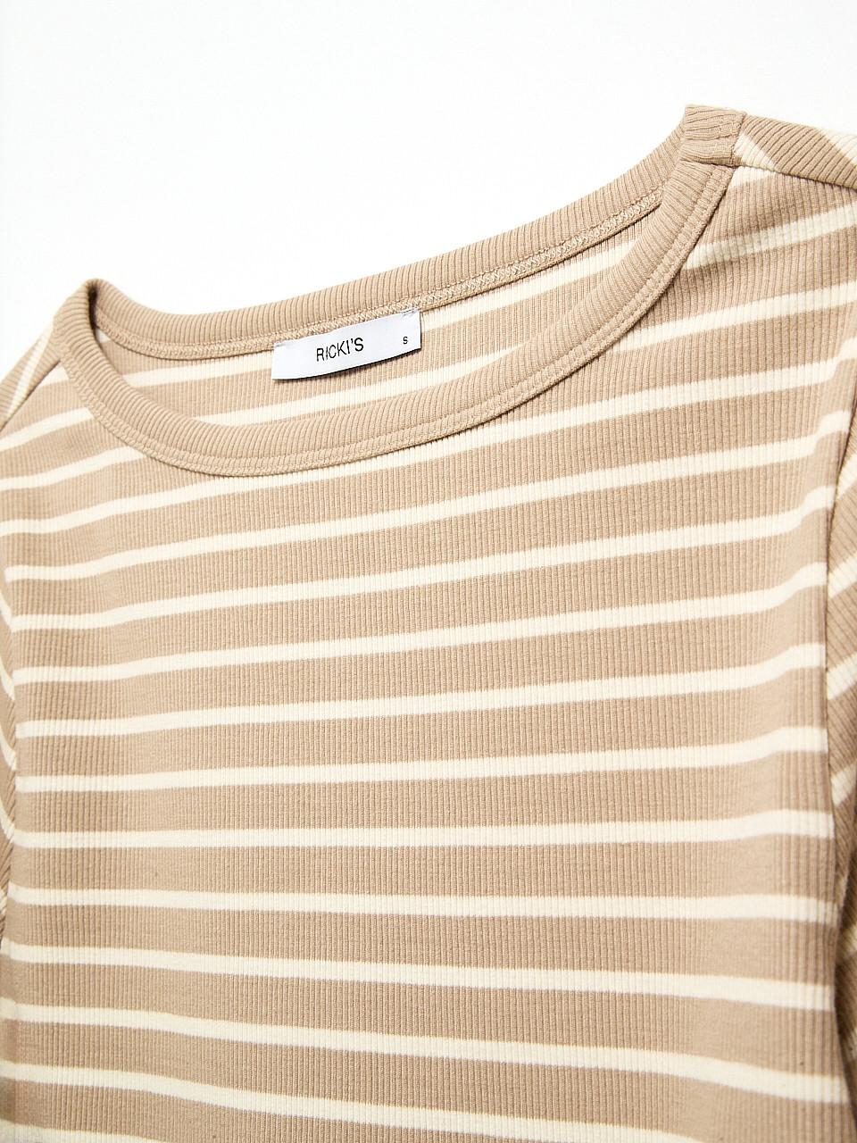 Long Sleeve Boatneck Top Stone Stripe