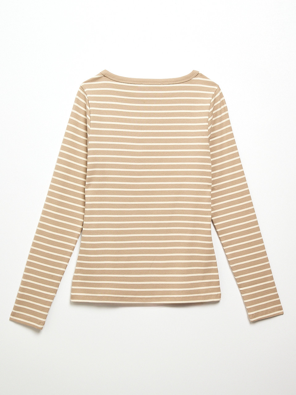 Long Sleeve Boatneck Top in Stone Stripe