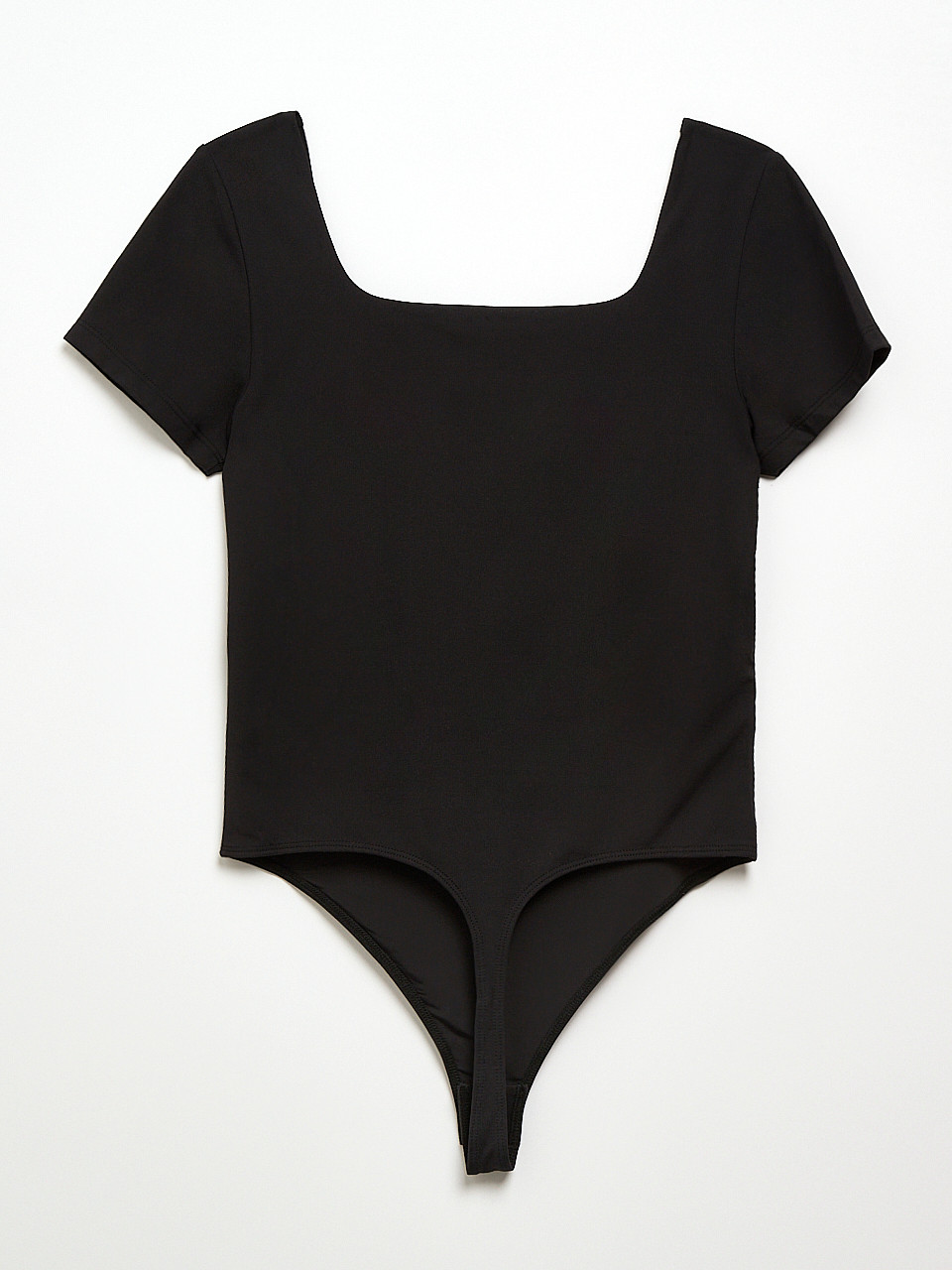 Short Sleeve Square Neck Bodysuit in Black
