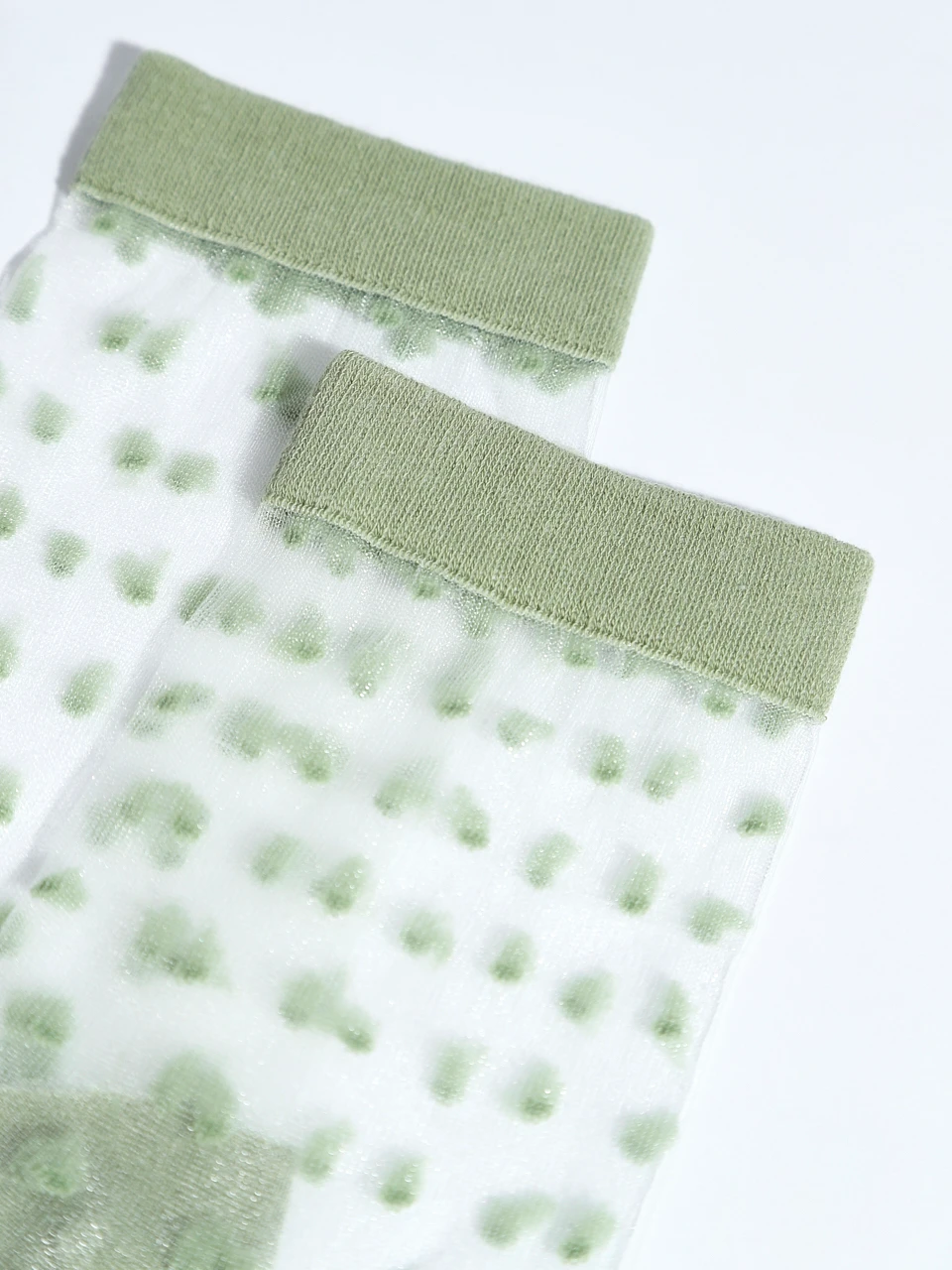 Laurel Green Sheer Dots Crew Socks