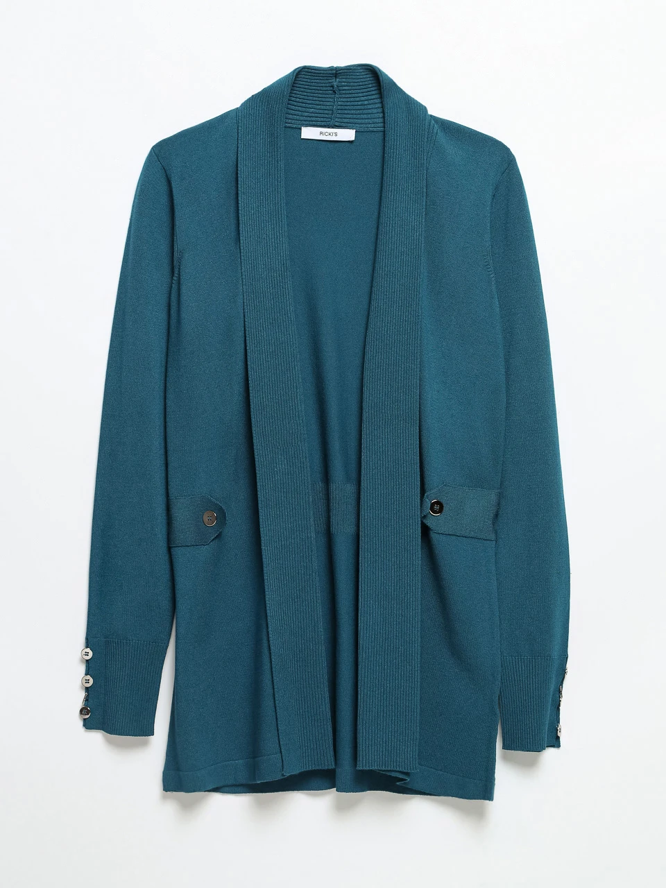 Lyon's Blue Cardigan with Side Tab Buttons