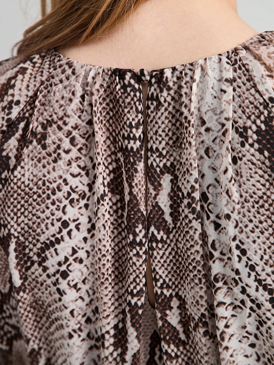 Chiffon Pleat Neck Smocked Waist Mini Dress