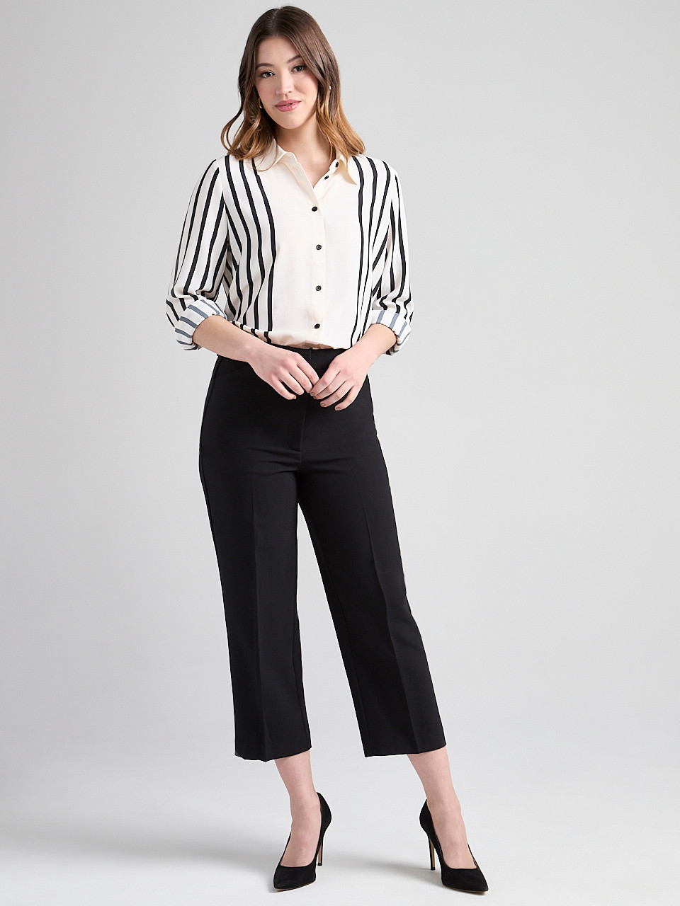 Long Sleeve Button Up Blouse in Stripe