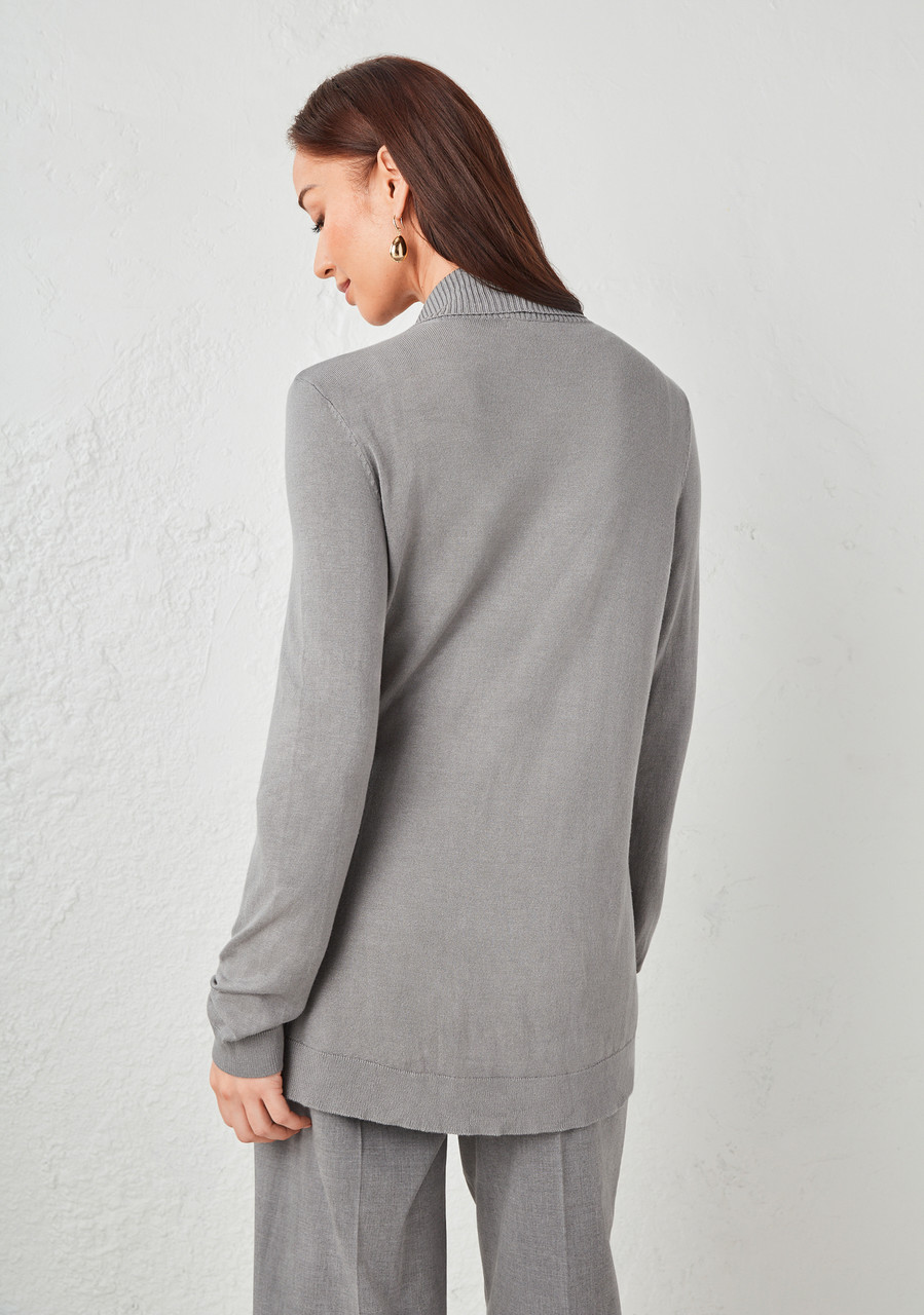Open Shawl Collar Cardigan Mid Grey