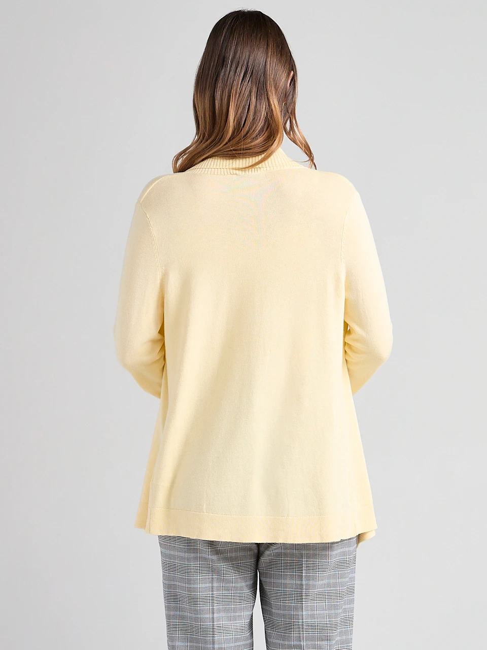 Open Shawl Collar Cardigan in Soft Yellow