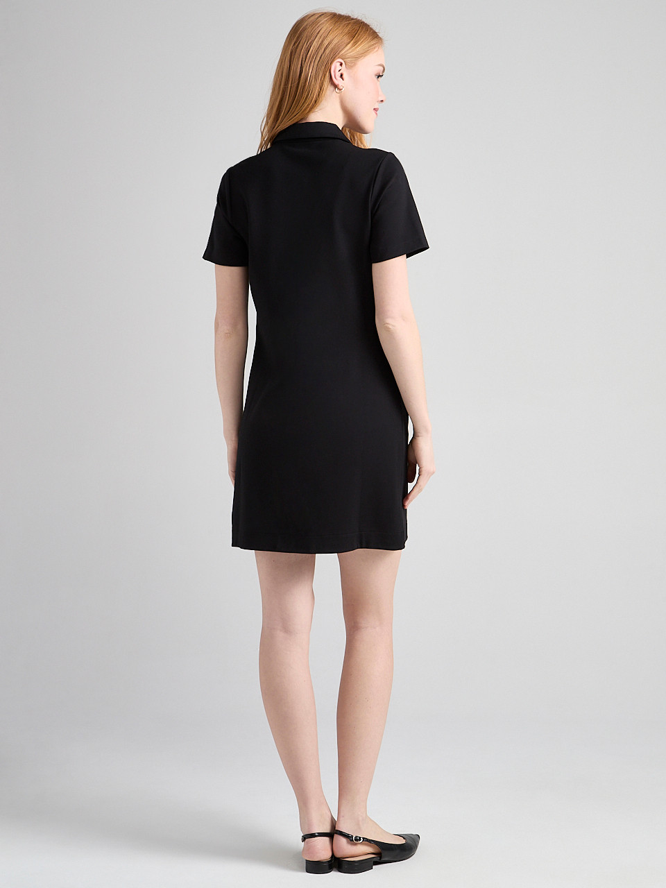 Ponte Utility Shift Dress in Black