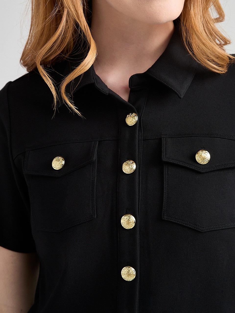 Ponte Utility Shift Dress Black