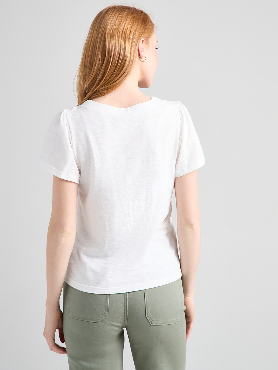 Short Sleeve V-Neck Embroidered Top in Ivory | Ricki's