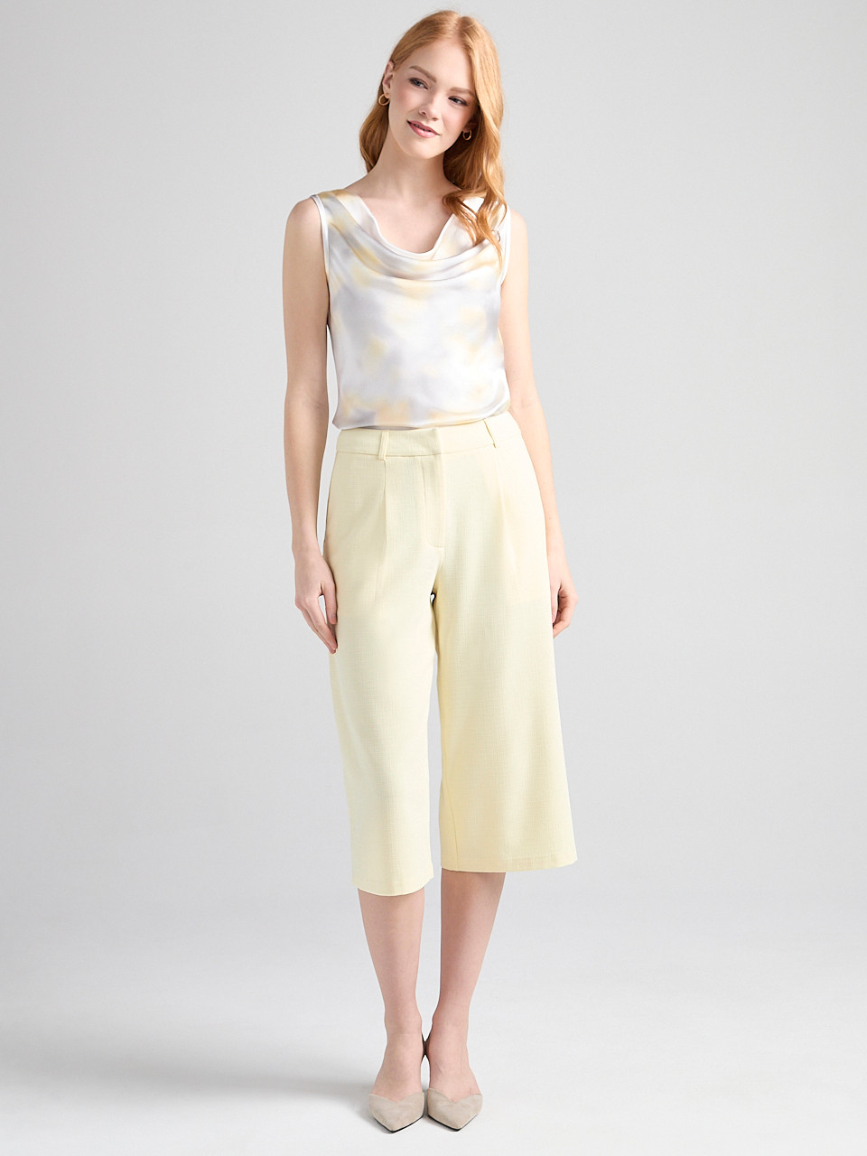 Sleeveless Cowl Neck Blouse in Watercolour