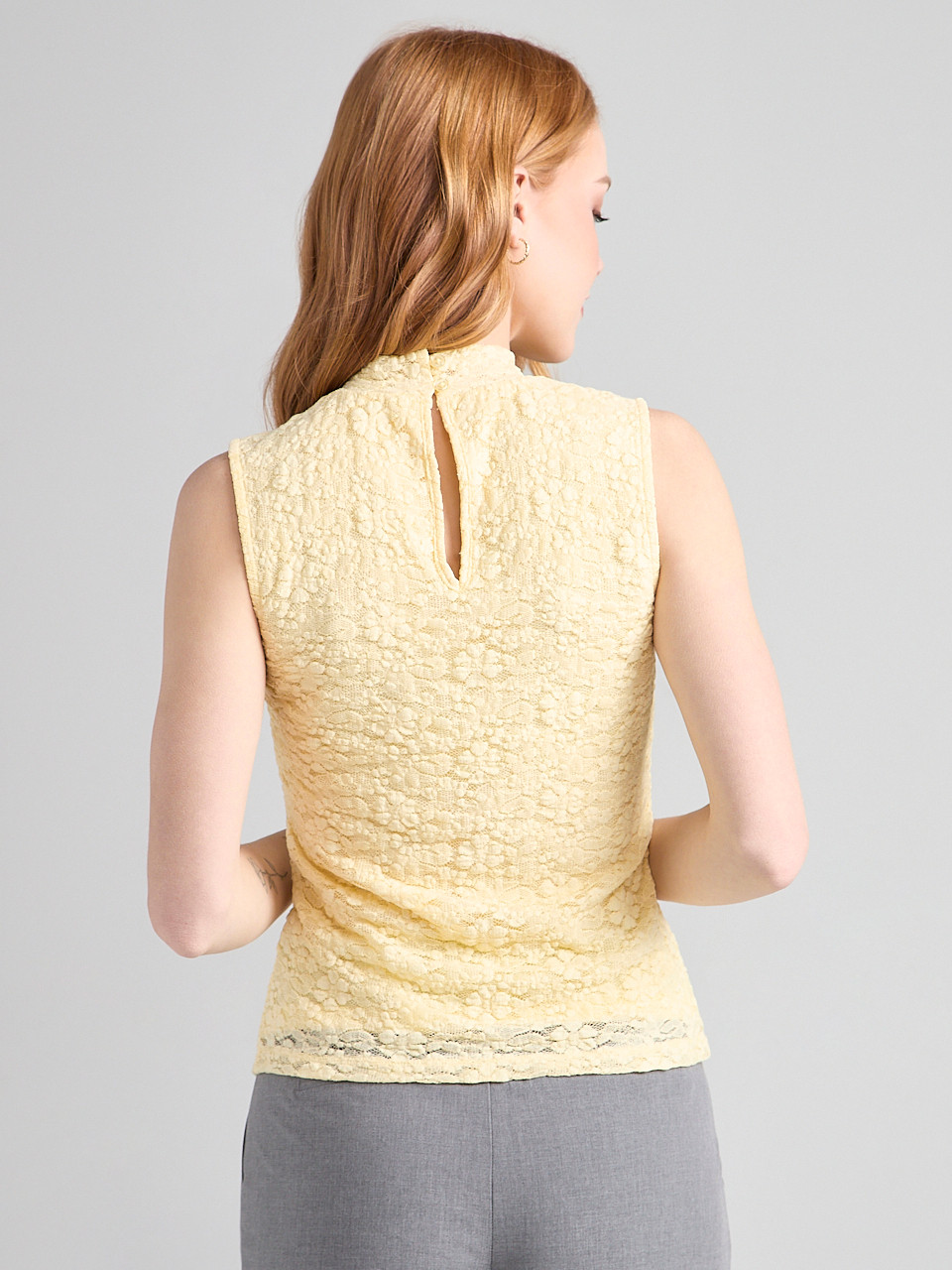 Sleeveless Lace Top Soft Yellow