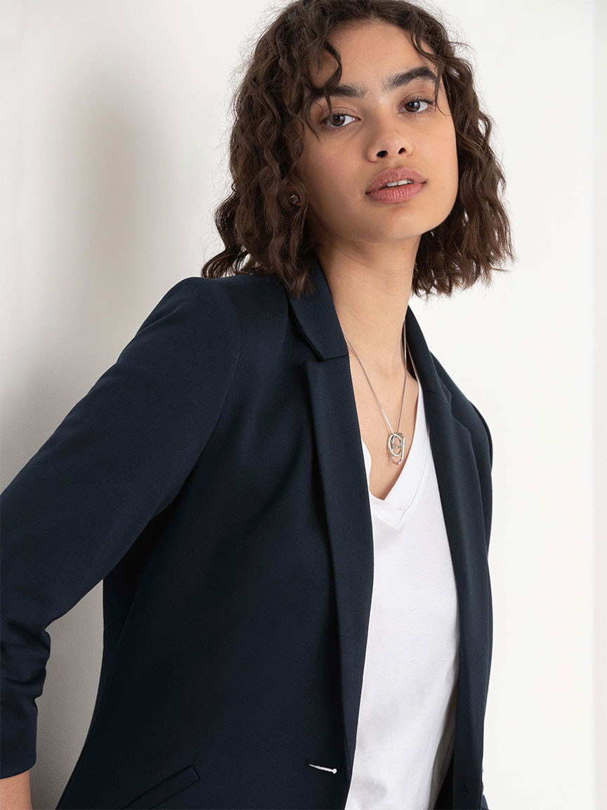 Hampton Three-Quarter Ruched Sleeve Ponte Blazer Salute