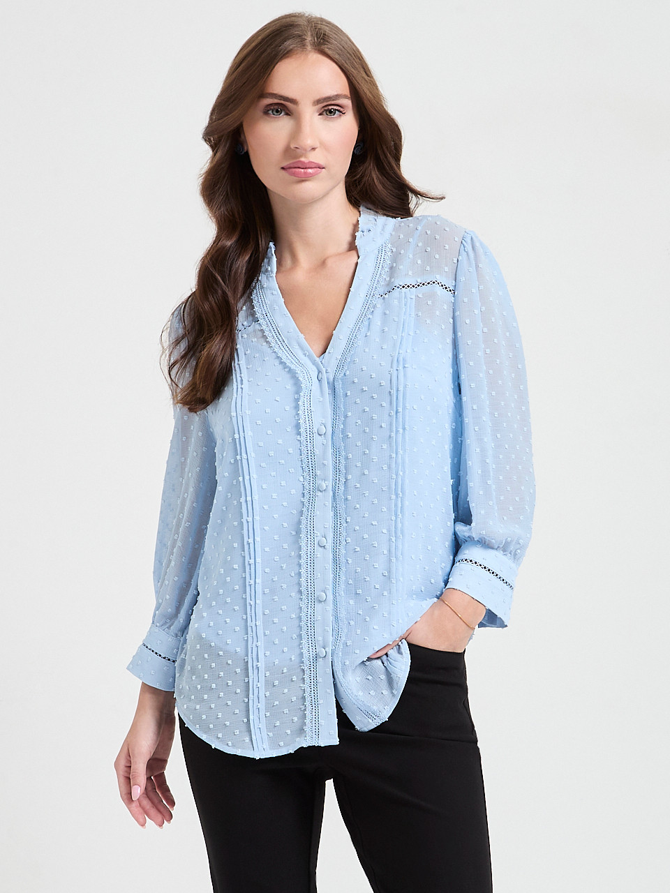 Swiss Sleeve 3/4 Blouse Kentucky Blue