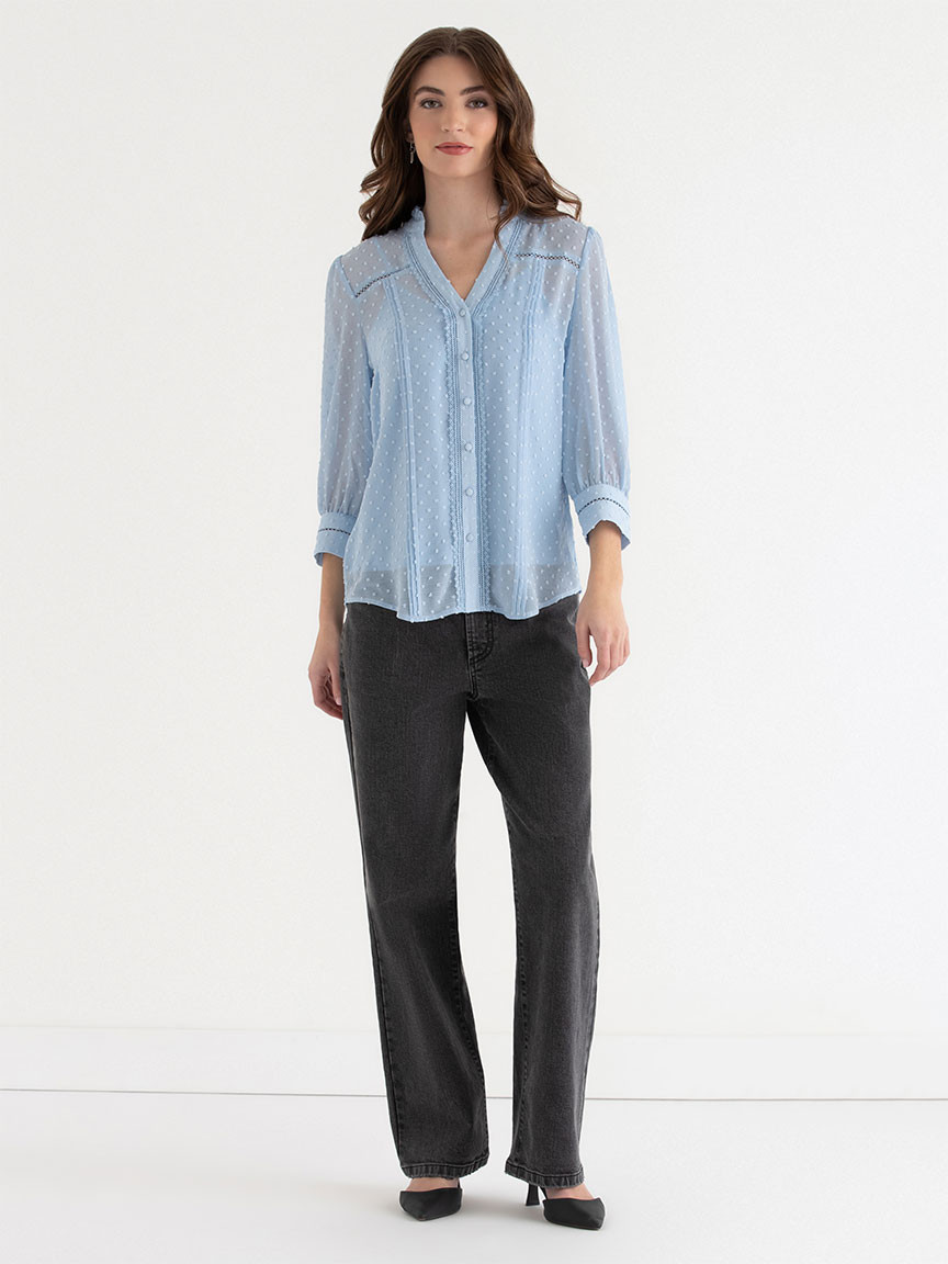 Swiss Sleeve 3/4 Blouse Kentucky Blue