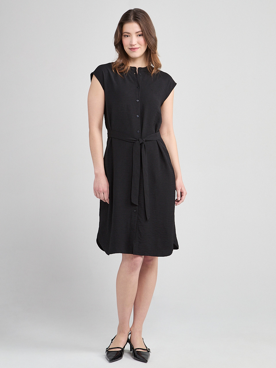 Air Flow Shirt Dress in Black