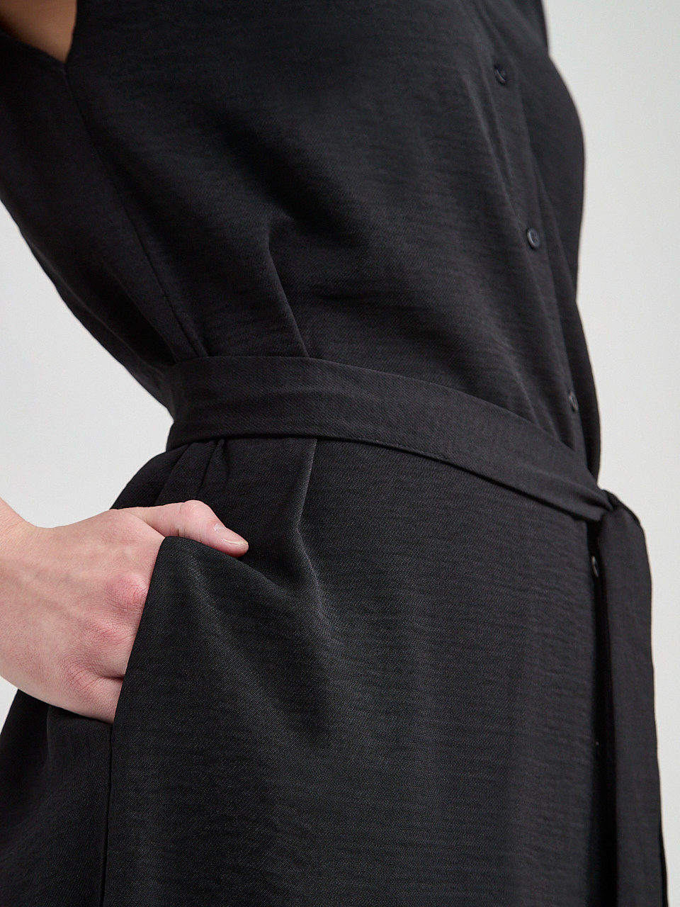 Air Flow Shirt Dress Black