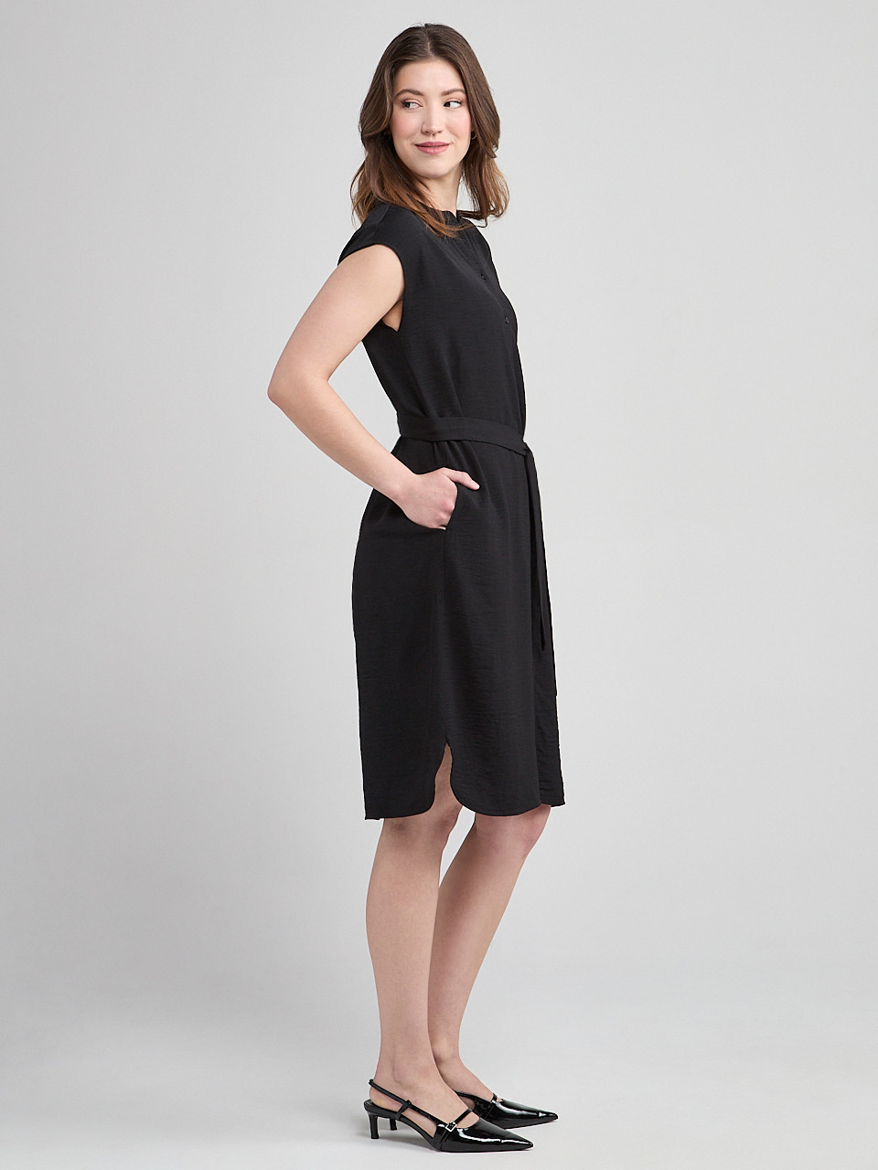 Air Flow Shirt Dress in Black