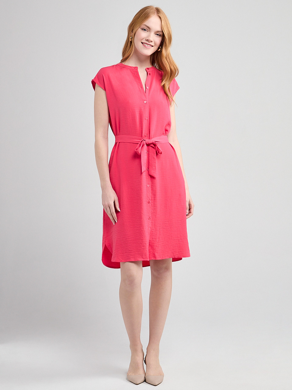Air Flow Shirt Dress Raspberry