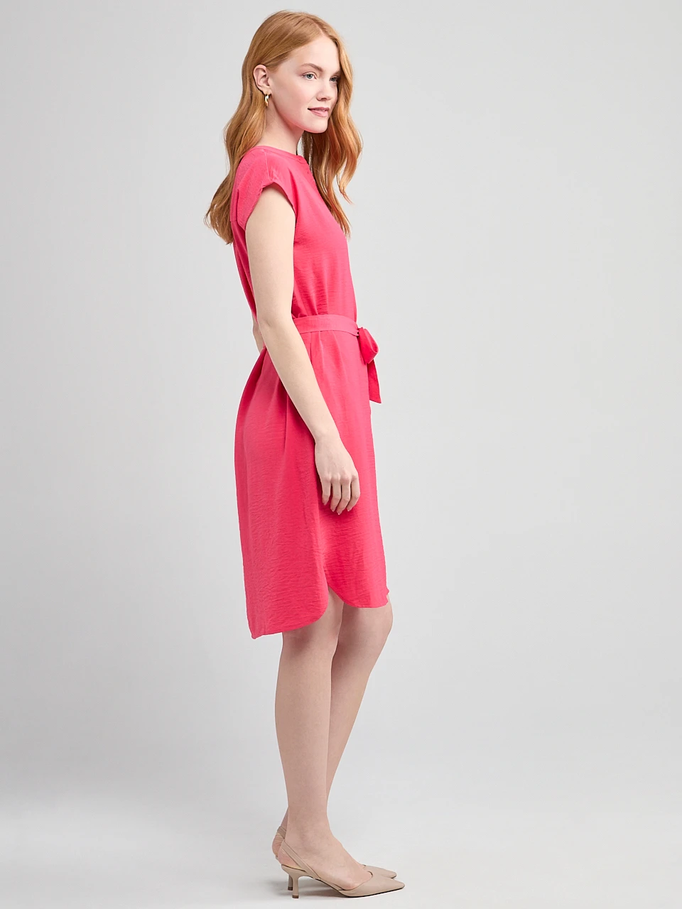Air Flow Shirt Dress in Raspberry