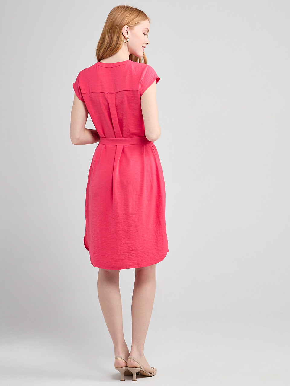 Air Flow Shirt Dress in Raspberry