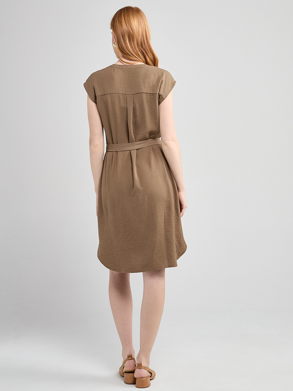 Air Flow Shirt Dress Shitake