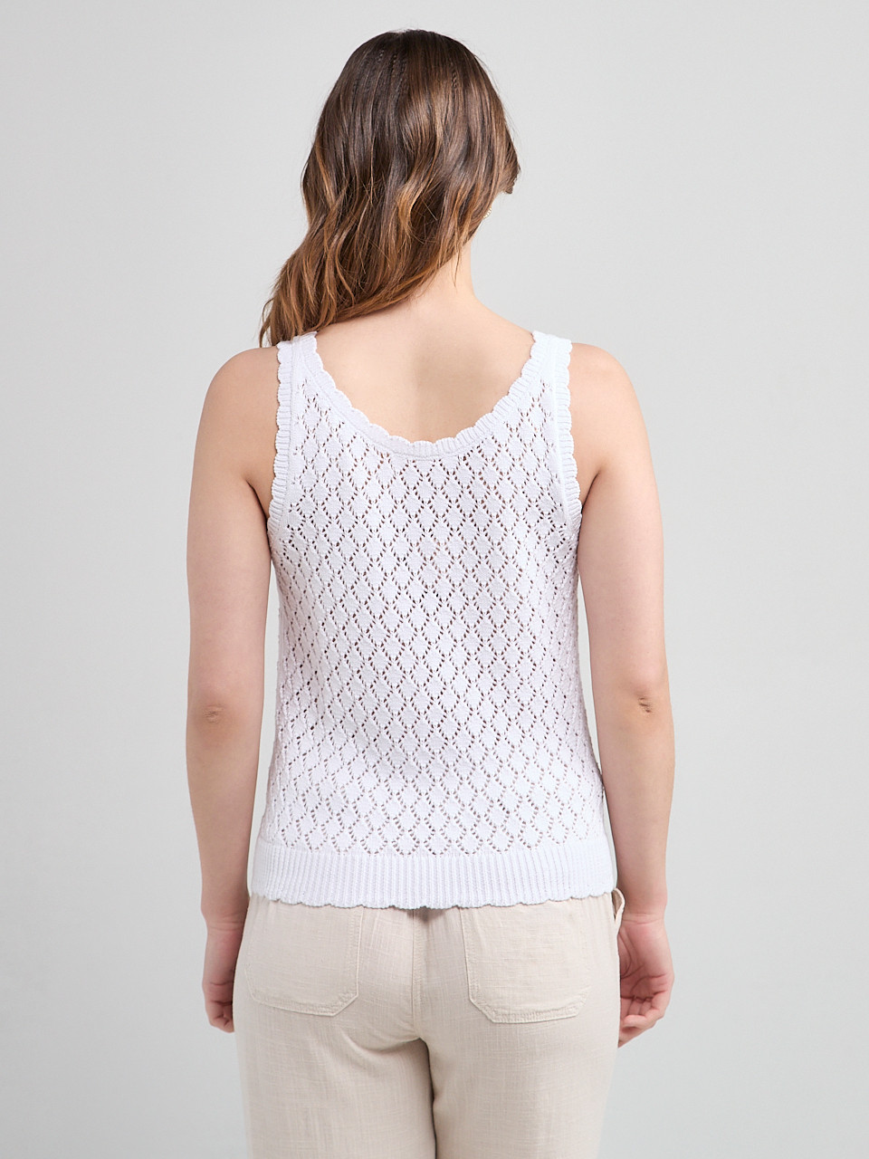 Crochet Button Sweater Tank White