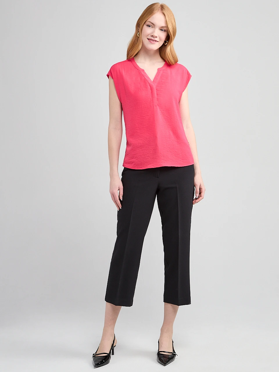 Extended Sleeve Henley in Raspberry