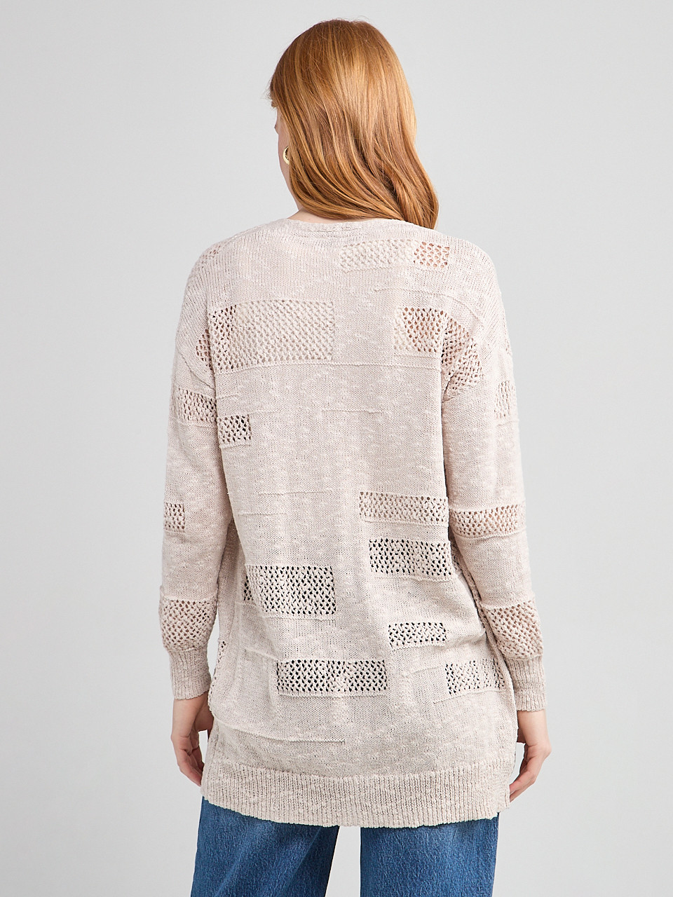 Open Front Crochet Cardigan Pumice
