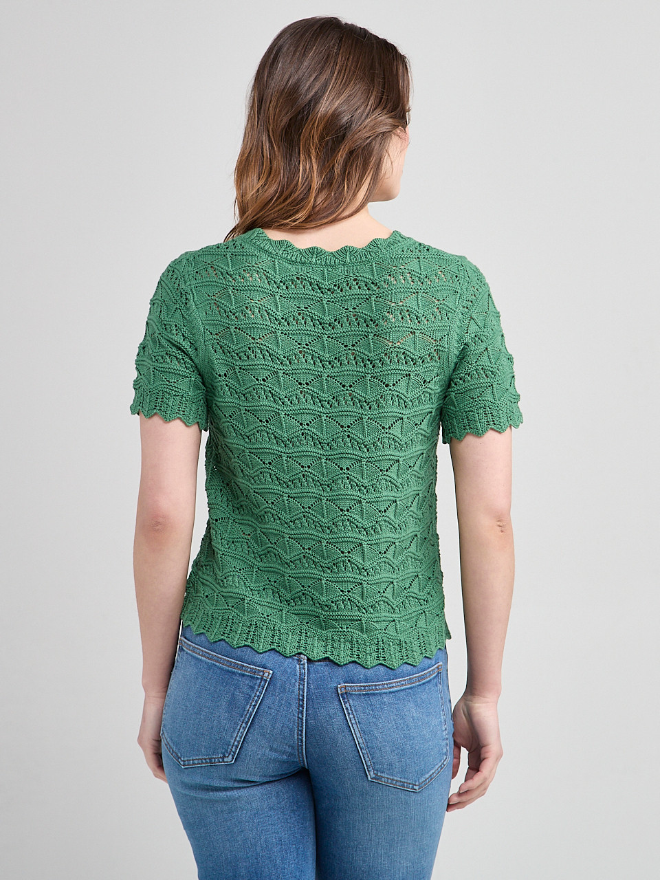 Scoop Neck Pointelle Sweater