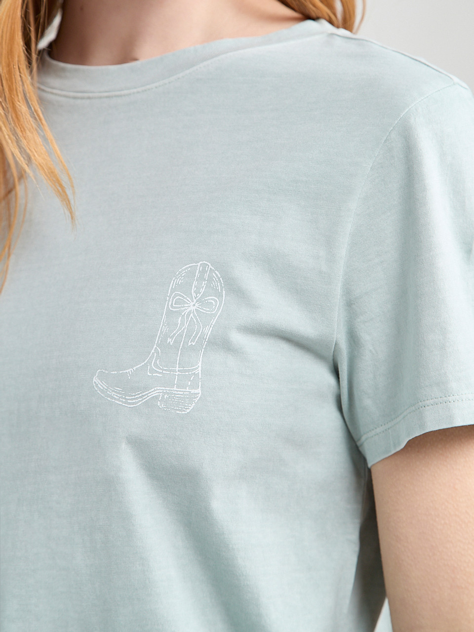 Short Sleeve Crew Neck T-Shirt Cowboy Boots