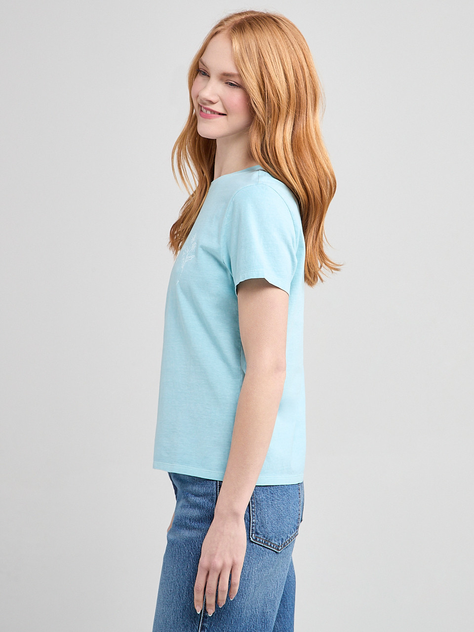 Short Sleeve Crew Neck T-Shirt Flower