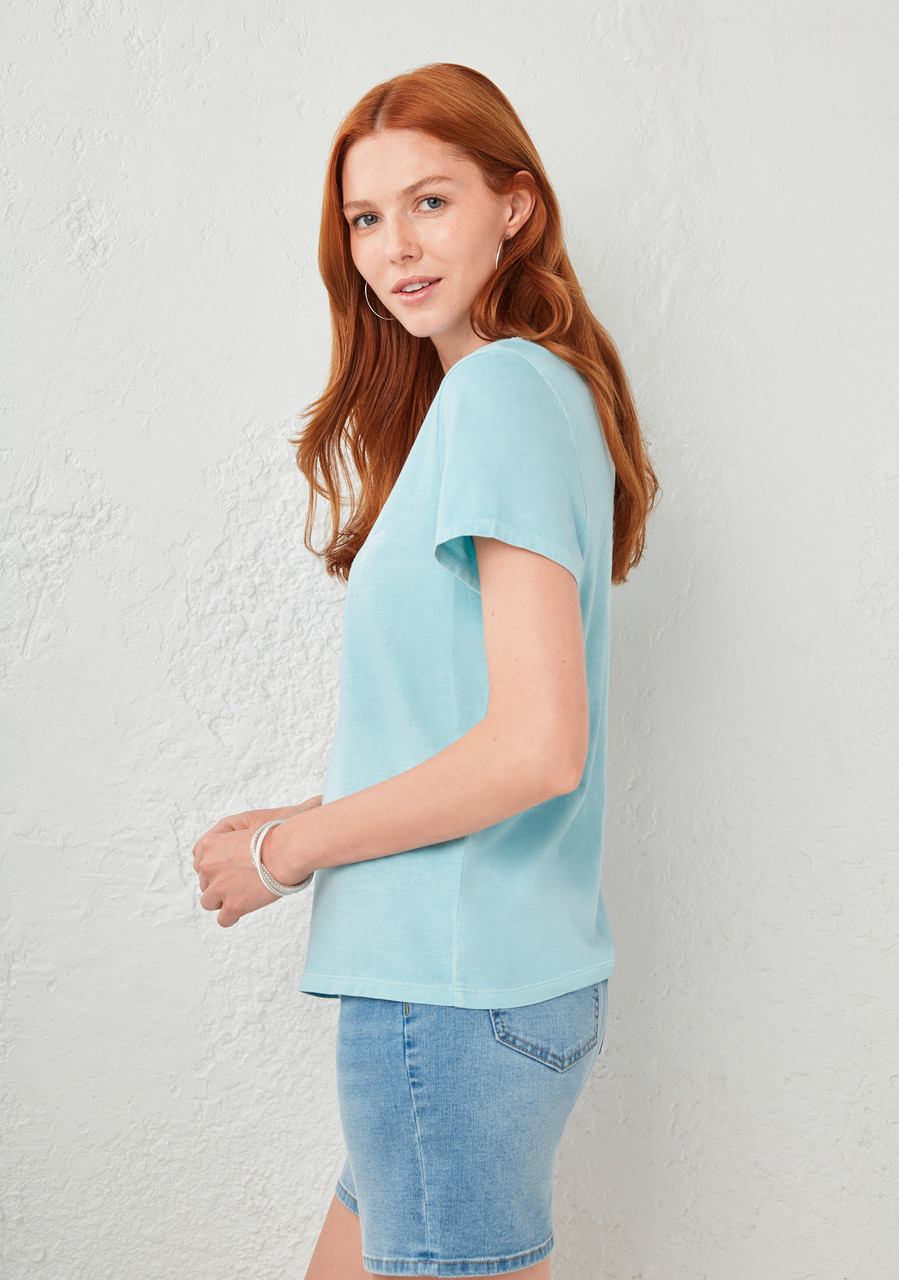 Short Sleeve Crew Neck T-Shirt Flower