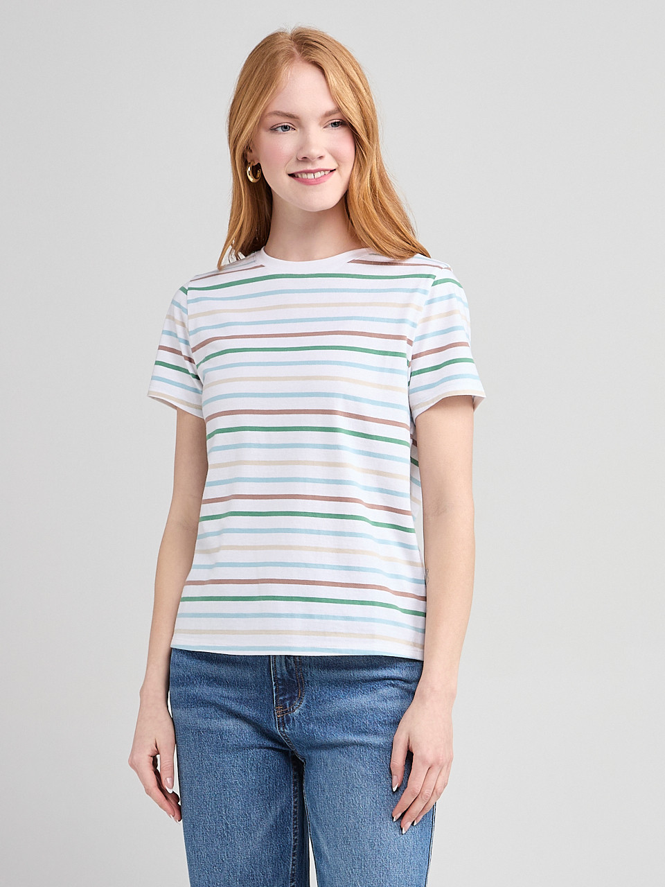Short Sleeve Crew Neck T-Shirt Stripe