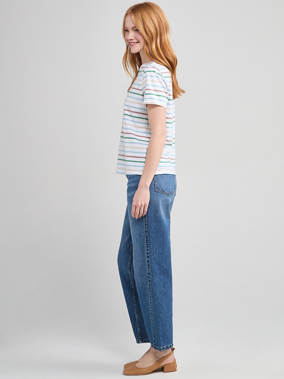 Short Sleeve Crew Neck T-Shirt Stripe