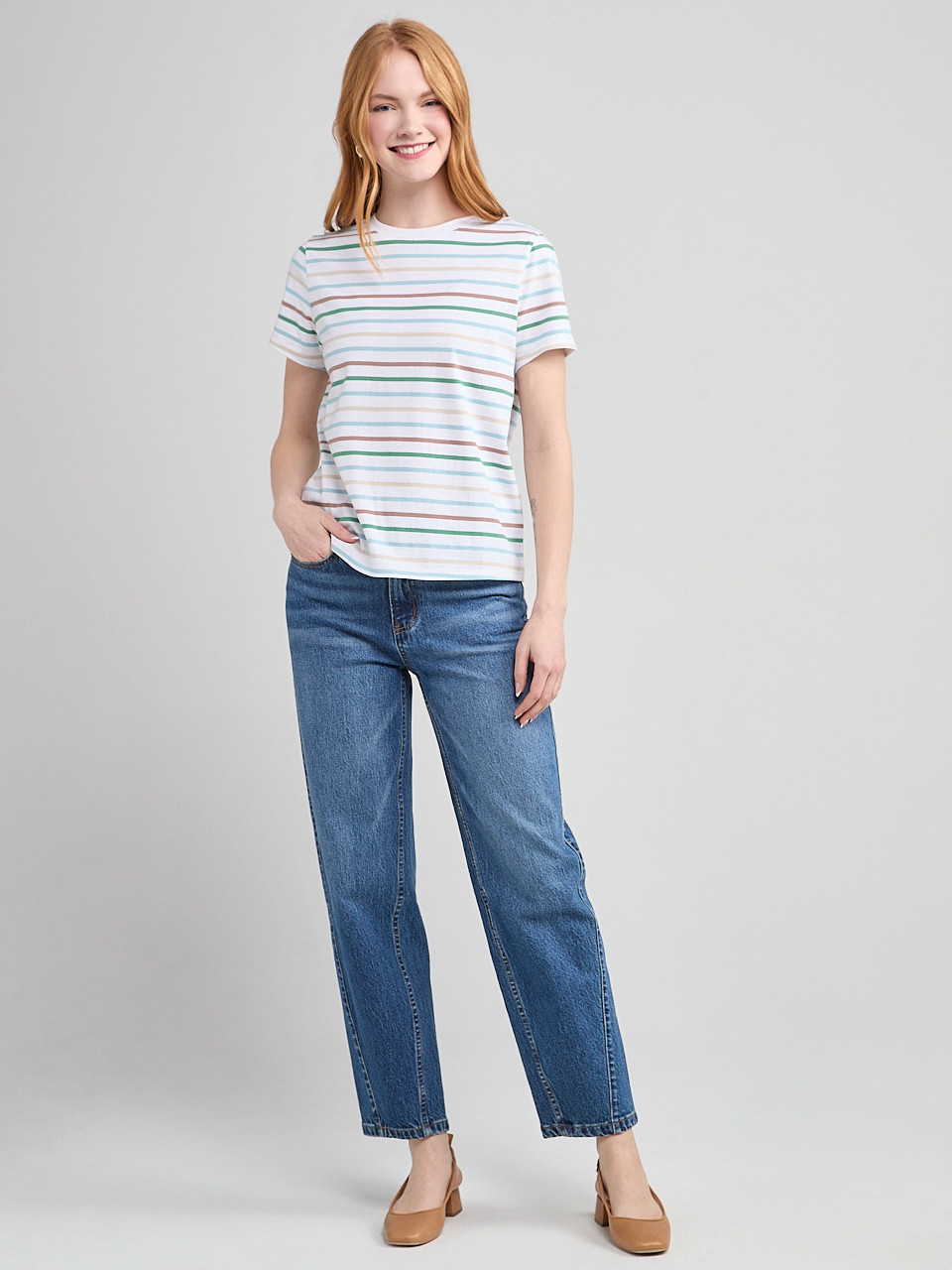Short Sleeve Crew Neck T-Shirt Stripe