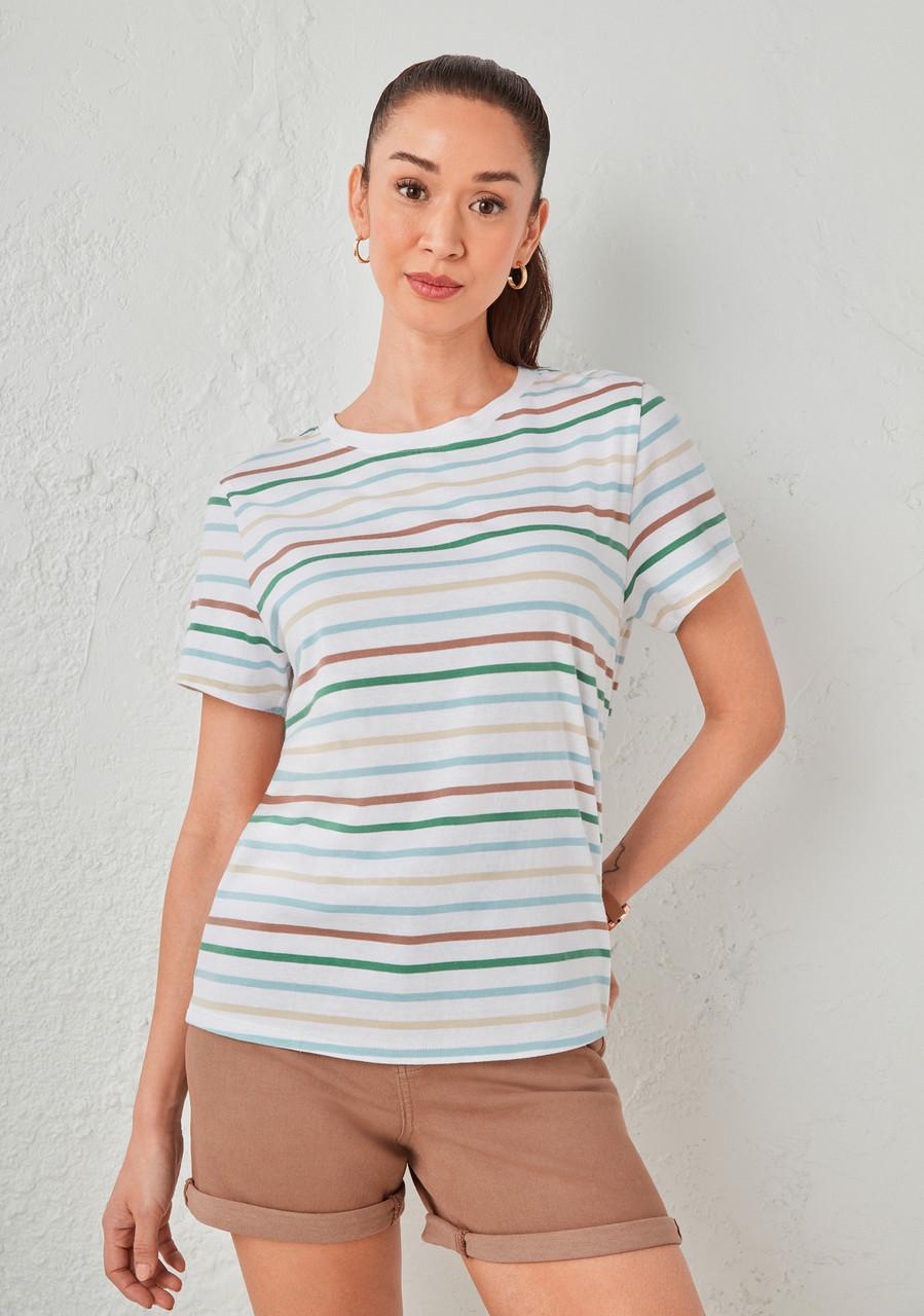 Short Sleeve Crew Neck T-Shirt Stripe