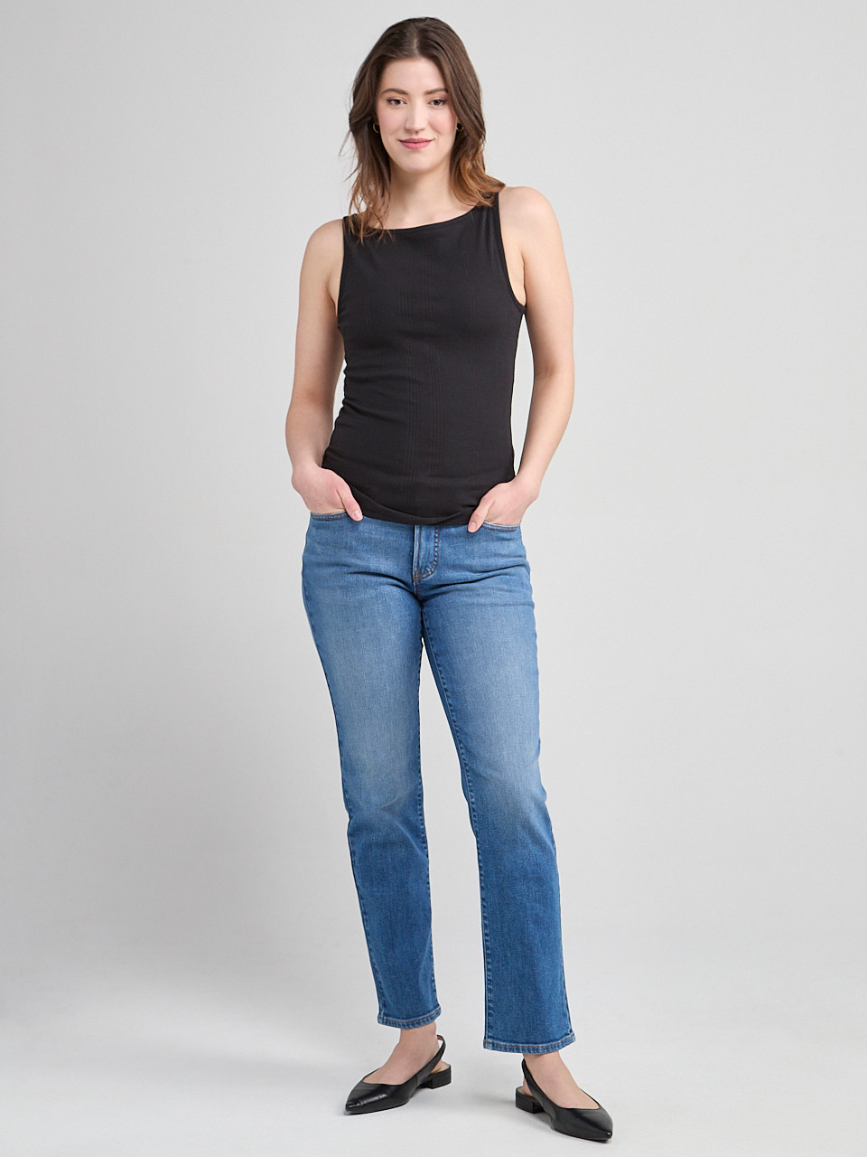 Sleeveless Boatneck Tank Black