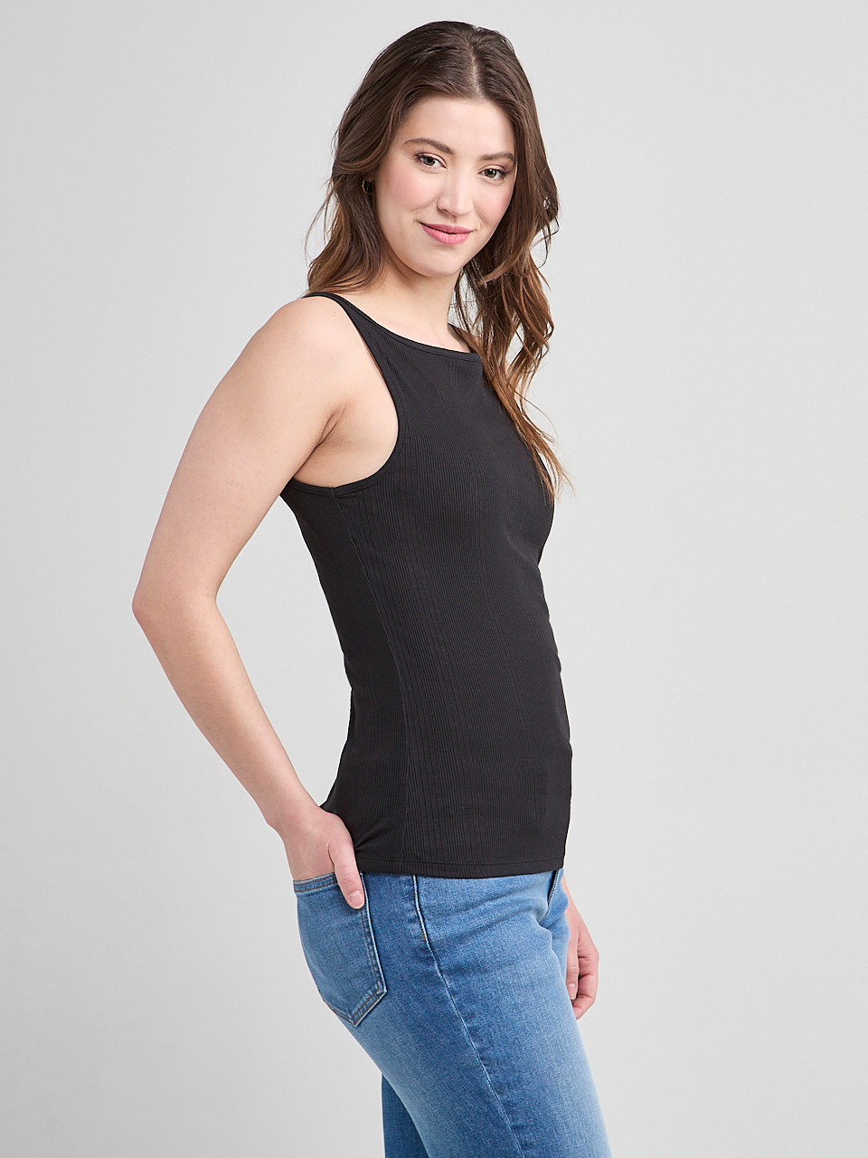 Sleeveless Boatneck Tank Black