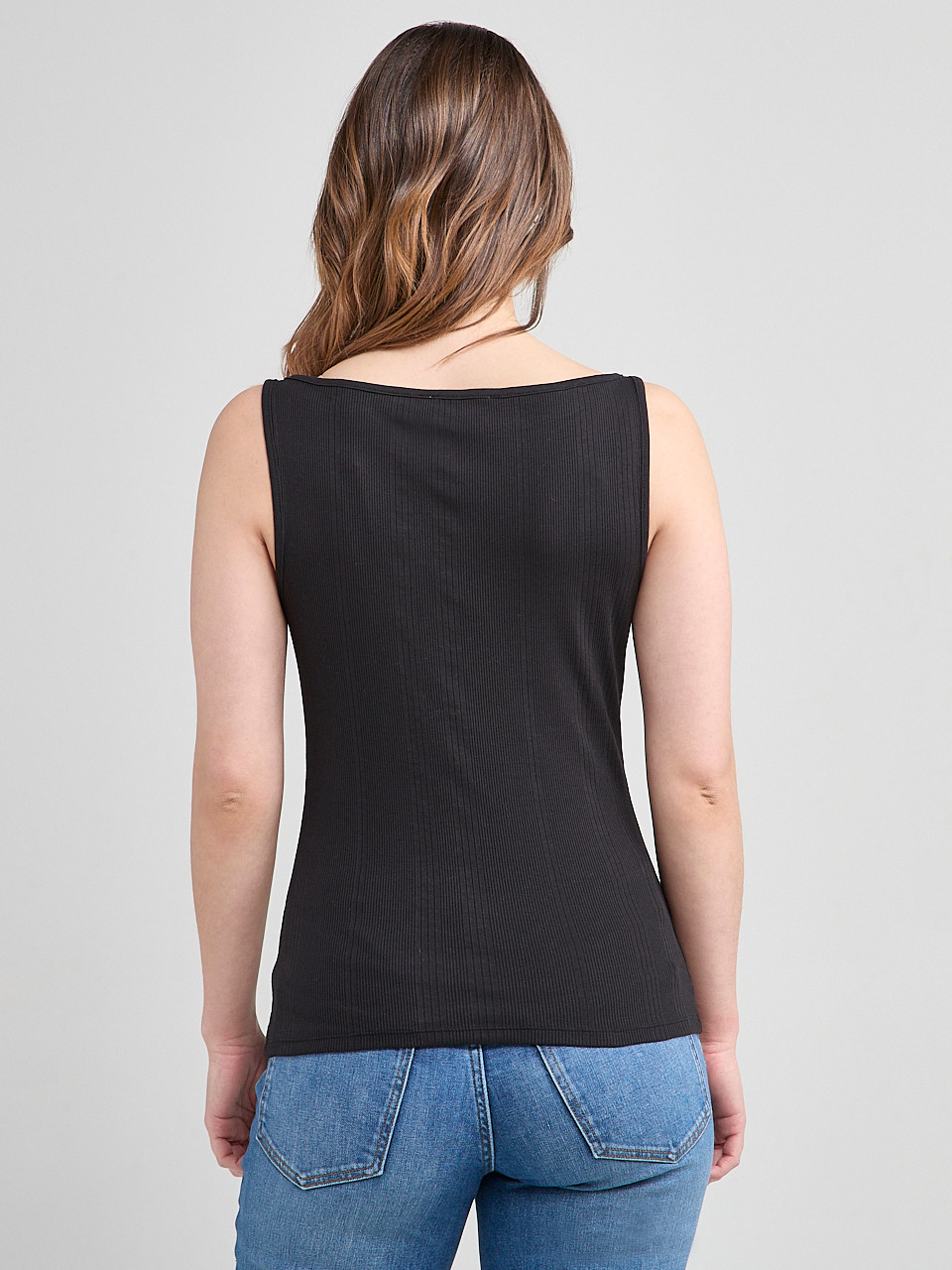 Sleeveless Boatneck Tank Black
